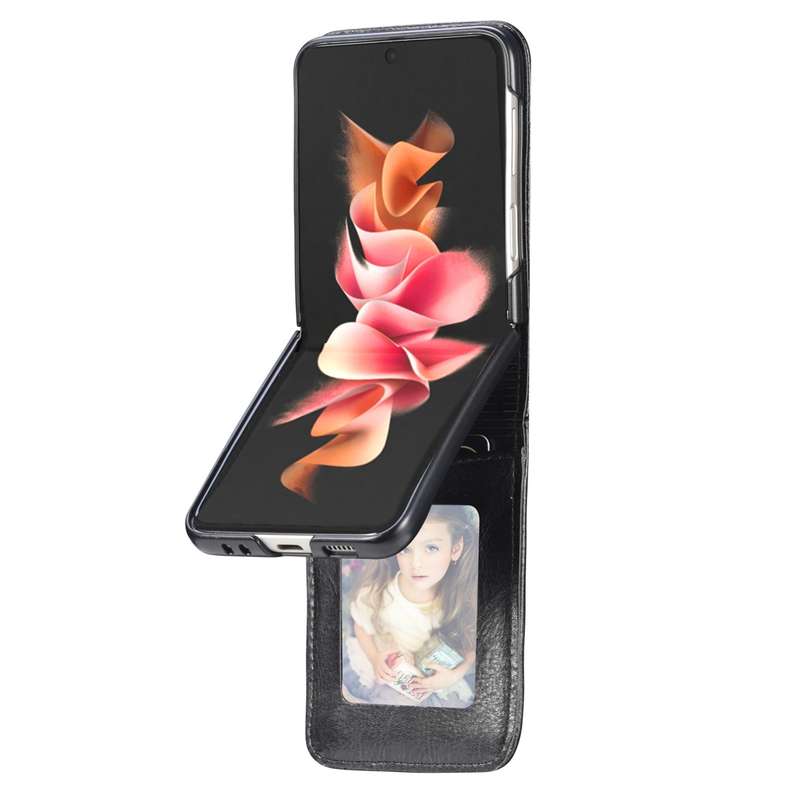 For Samsung Galaxy Z Flip3 5G Vertical Flip Card Slot Leather Phone Case(Black)