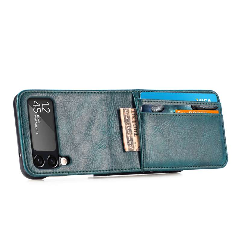 For Samsung Galaxy Z Flip3 5G Vertical Flip Card Slot Leather Phone Case(Black)