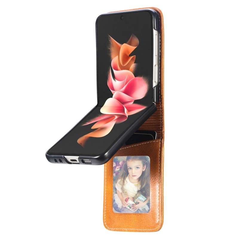 For Samsung Galaxy Z Flip3 5G Vertical Flip Card Slot Leather Phone Case(Black)