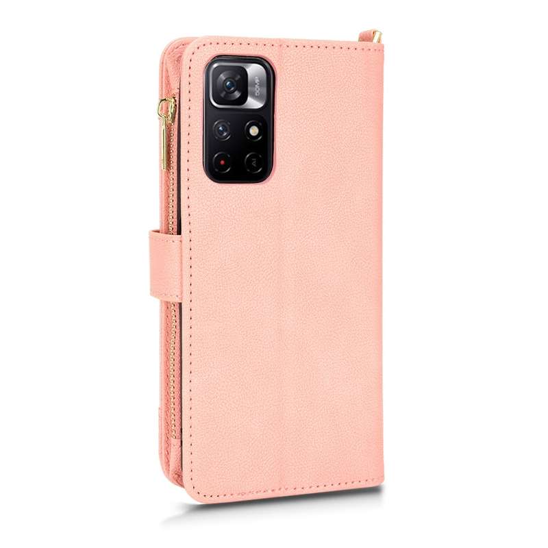 For Xiaomi Redmi Note 11 CN Version/Poco M4 Pro/Redmi 10 Zipper Bag Leather Phone Case(Green)