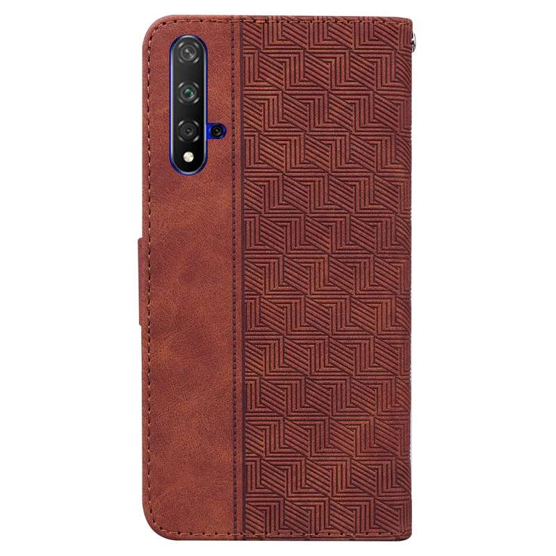 For Honor 20 / Huawei nova 5T Geometric Embossed Leather Phone Case(Black)