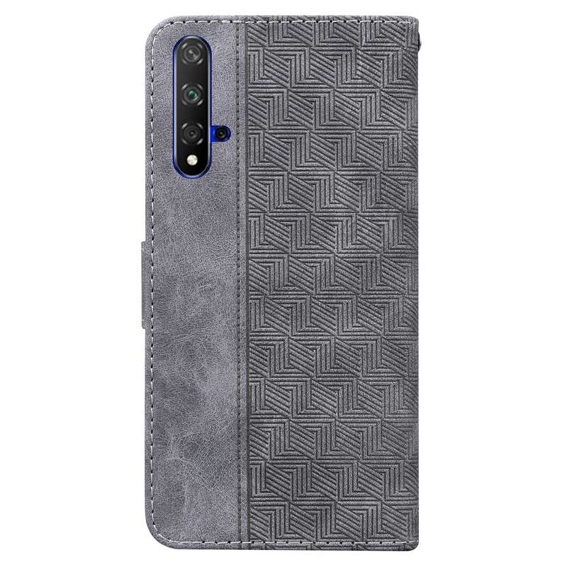 For Honor 20 / Huawei nova 5T Geometric Embossed Leather Phone Case(Black)