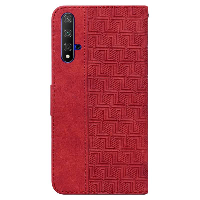 For Honor 20 / Huawei nova 5T Geometric Embossed Leather Phone Case(Black)
