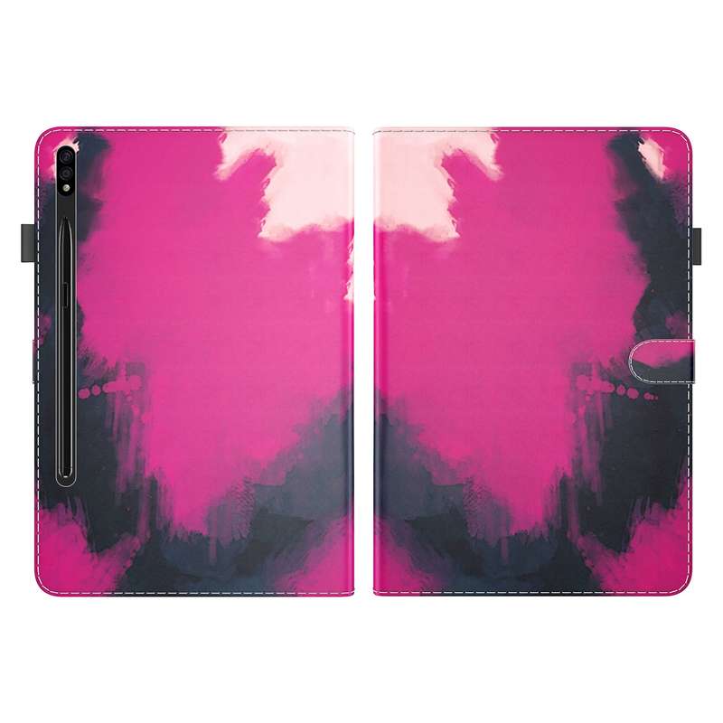 For Samsung Galaxy Tab S8 / Tab S7 Watercolor Pattern Flip Leather Tablet Case(Berry Color)