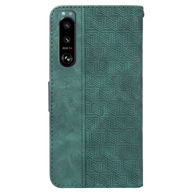 For Sony Xperia 5 III Geometric Embossed Leather Phone Case(Red)