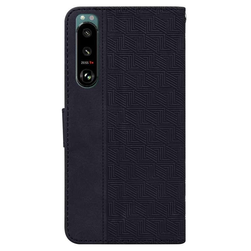 For Sony Xperia 5 III Geometric Embossed Leather Phone Case(Red)