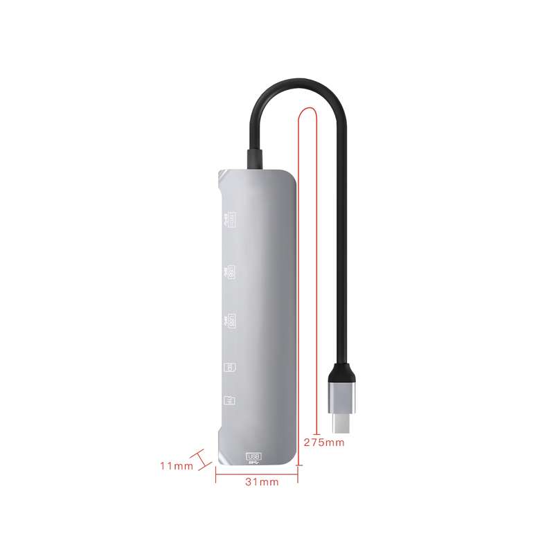 NK-3043H 6 in 1 USB-C / Type-C to TF / SD Card Slot + USB 3.0 + 3 USB 2.0 Female Adapter
