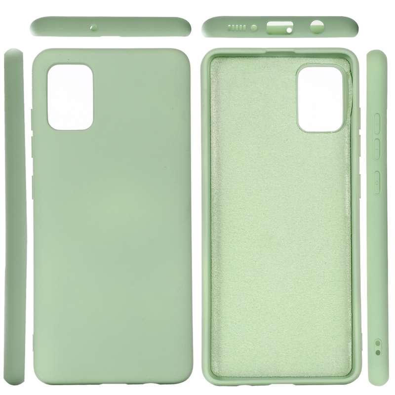 For Galaxy A71 Solid Color Liquid Silicone Shockproof Full Coverage Protective Case(Green)