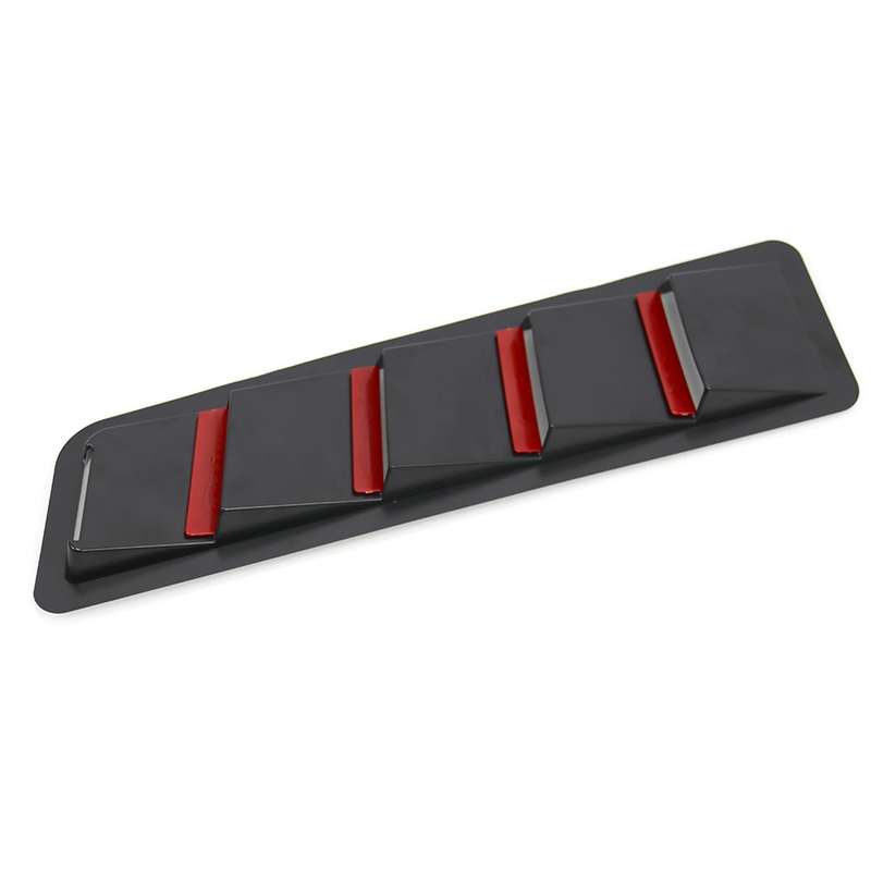 SSW007A-BK-R Black 2 in 1 Car Air Intake Scoop Bonnet Hood Vent Louver Cooling Panel Trim Set