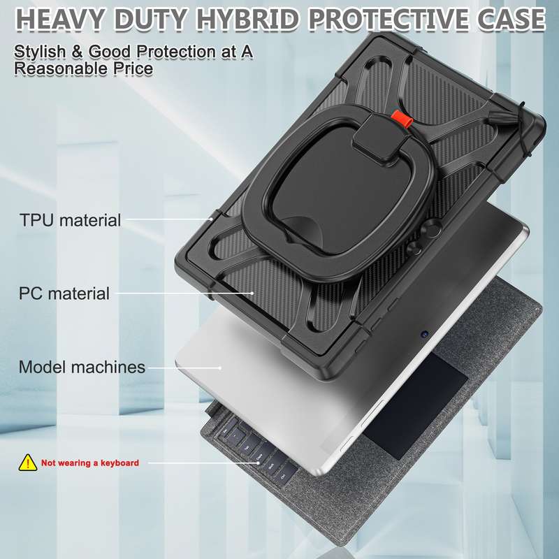 For MicroSoft Surface Pro 4 / 5 / 6 / 7 TPU + PC Tablet Case(Black)