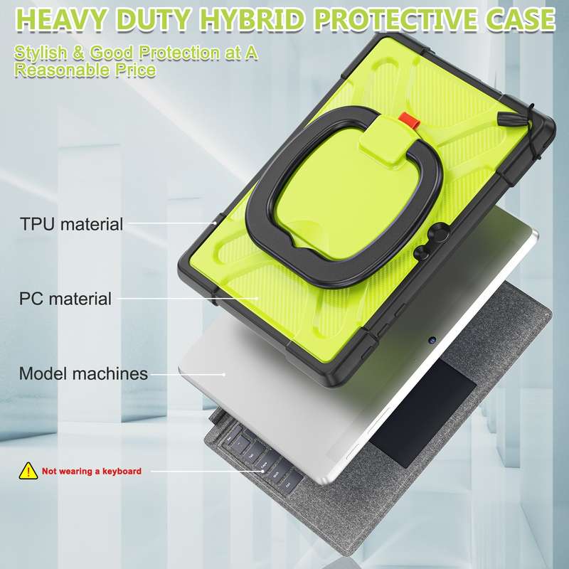 For MicroSoft Surface Go 1 / 2 / 3 TPU + PC Tablet Case(Yellow Green)