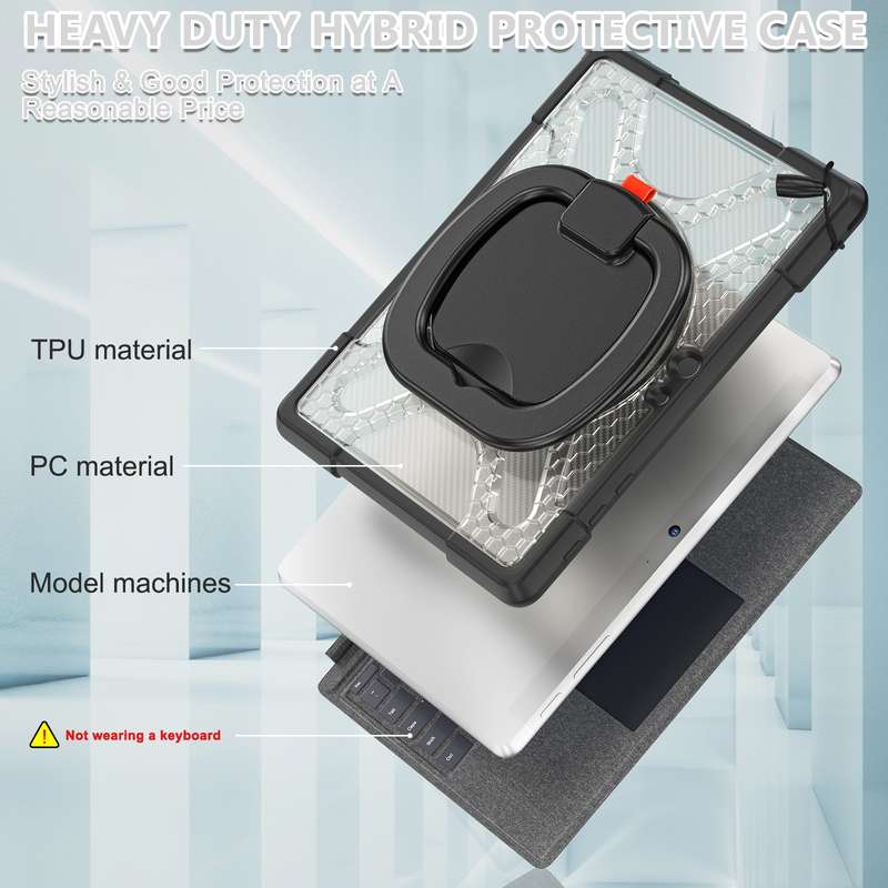 For MicroSoft Surface Pro 4 / 5 / 6 / 7 TPU + PC Tablet Case(Black)