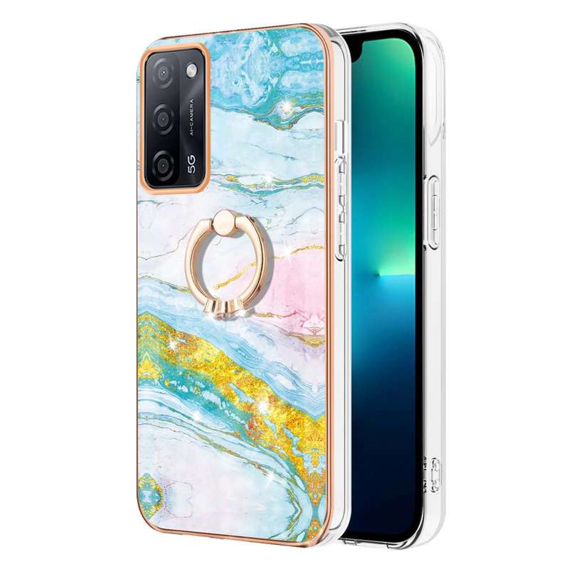 For OPPO A53s 5G / A55 5G / A54 4G / A16 / A54s Electroplating Marble Pattern IMD TPU Phone Case wit