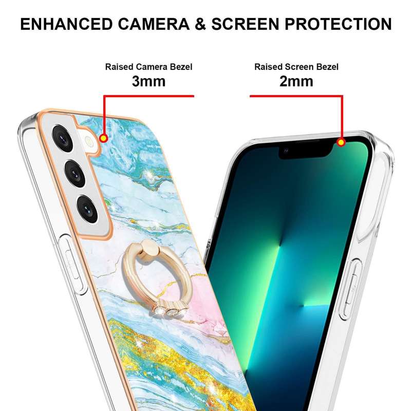 For OPPO A74 5G / A93 5G / A54 5G / A93s 5G Electroplating Marble Pattern IMD TPU Phone Case with Ri