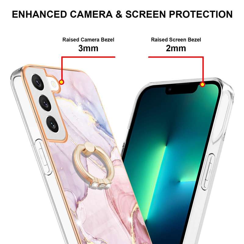 For OPPO A74 5G / A93 5G / A54 5G / A93s 5G Electroplating Marble Pattern IMD TPU Phone Case with Ri