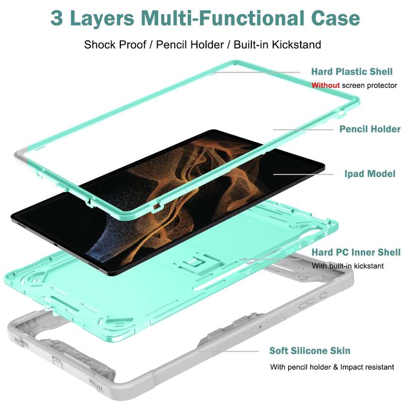 For Samsung Galaxy Tab S9 Ultra / S8 Ultra Silicone + PC Shockproof Protective Tablet Case(Red + Bl