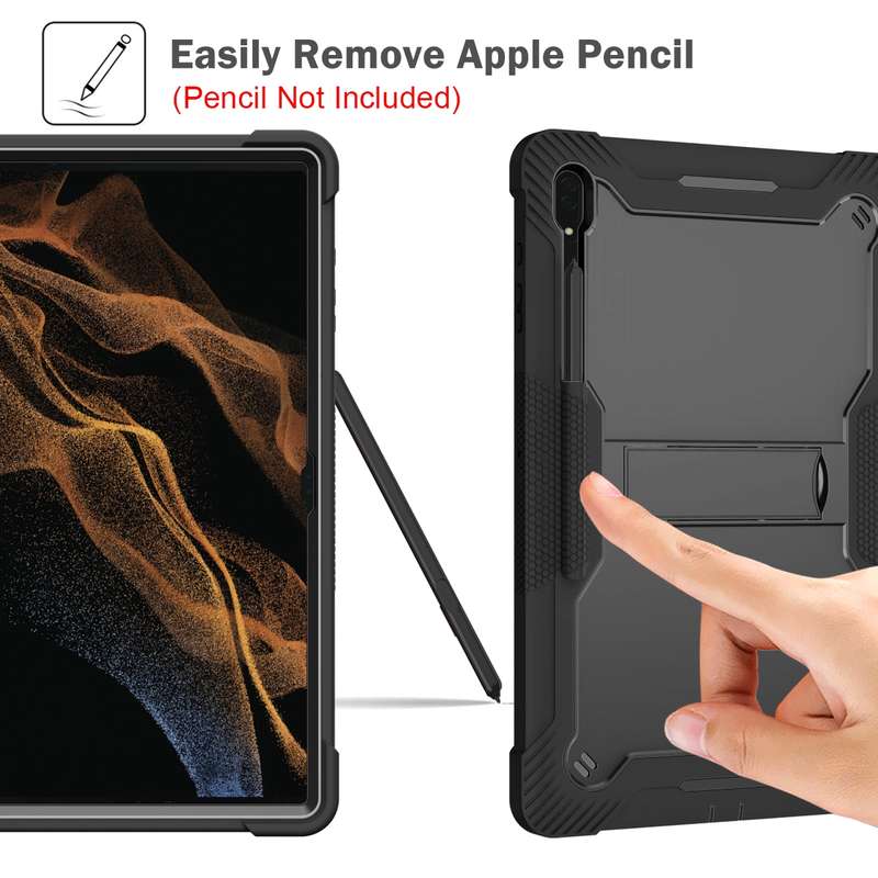 For Samsung Galaxy Tab S9 Ultra / S8 Ultra Silicone + PC Shockproof Protective Tablet Case(Black)