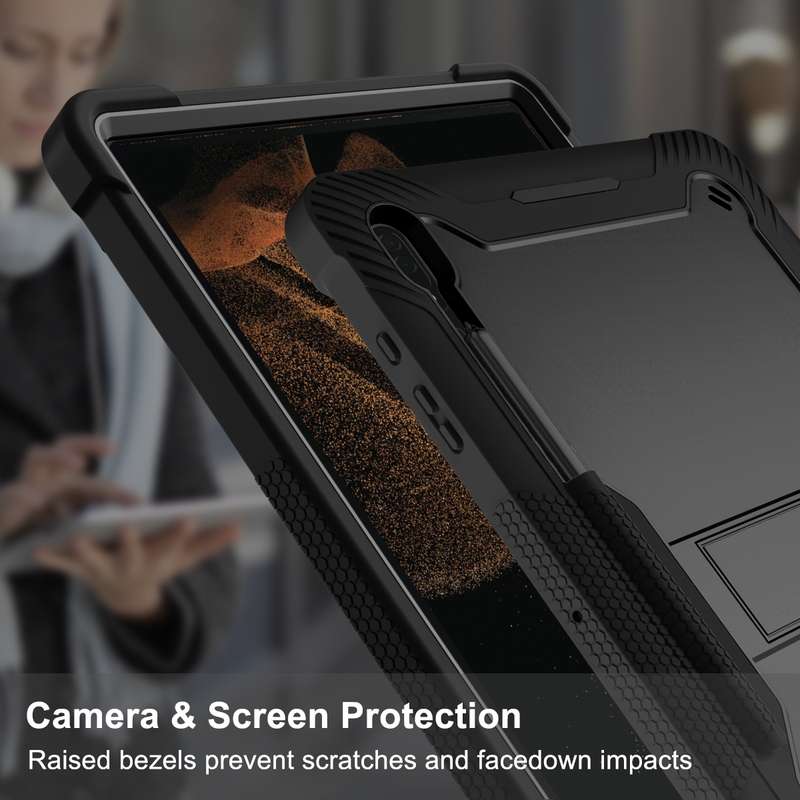 For Samsung Galaxy Tab S9 Ultra / S8 Ultra Silicone + PC Shockproof Protective Tablet Case(Black)
