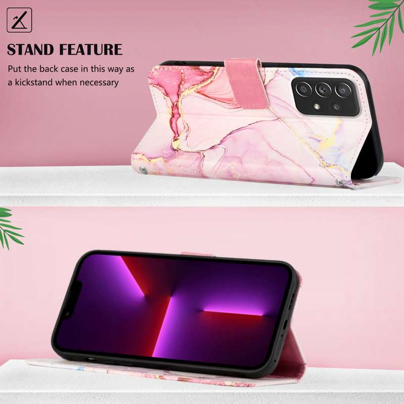 For Samsung Galaxy A73 5G PT003 Marble Pattern Flip Leather Phone Case(LS003)