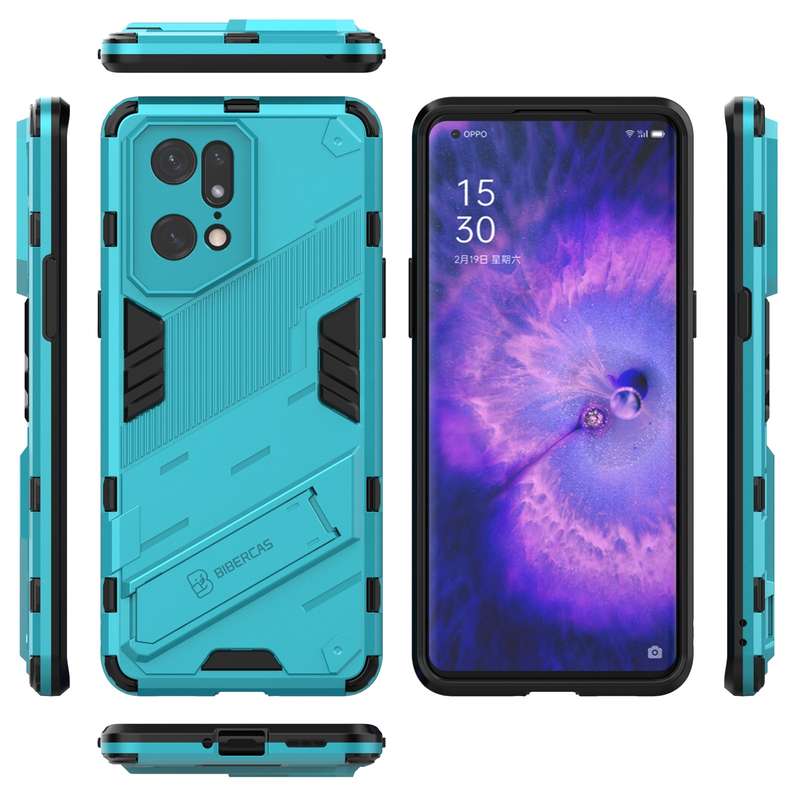 For OPPO Find X5 Pro Punk Armor 2 in 1 PC + TPU Shockproof Phone Case with Invisible Holder(Black)