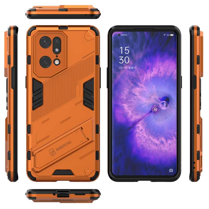 For OPPO Find X5 Pro Punk Armor 2 in 1 PC + TPU Shockproof Phone Case with Invisible Holder(Black)