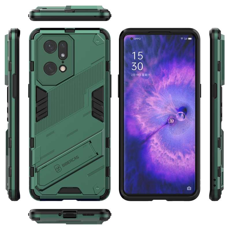 For OPPO Find X5 Pro Punk Armor 2 in 1 PC + TPU Shockproof Phone Case with Invisible Holder(Black)