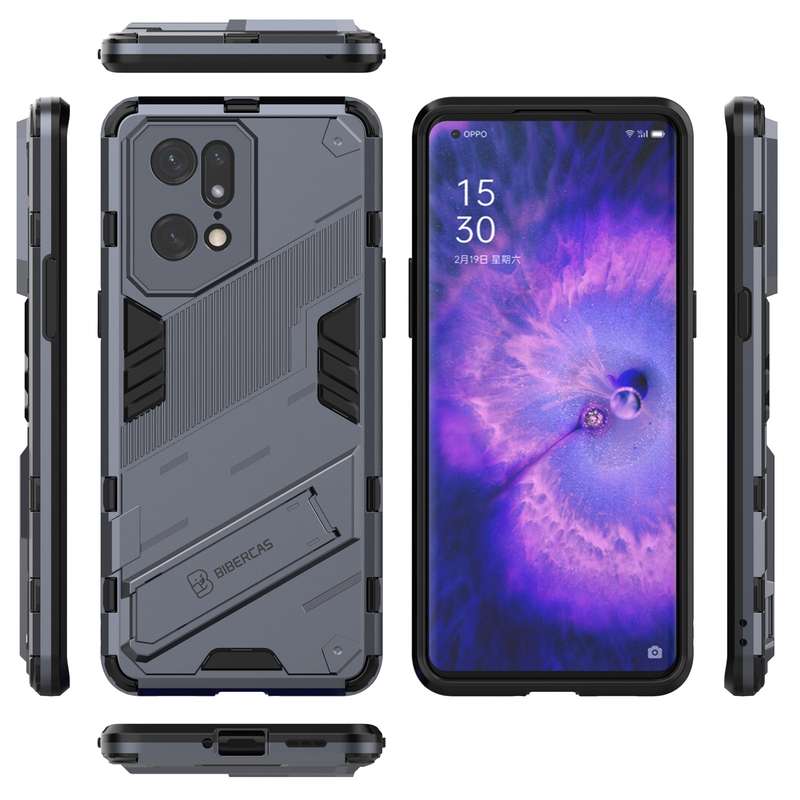 For OPPO Find X5 Pro Punk Armor 2 in 1 PC + TPU Shockproof Phone Case with Invisible Holder(Black)
