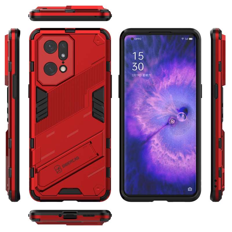 For OPPO Find X5 Pro Punk Armor 2 in 1 PC + TPU Shockproof Phone Case with Invisible Holder(Black)