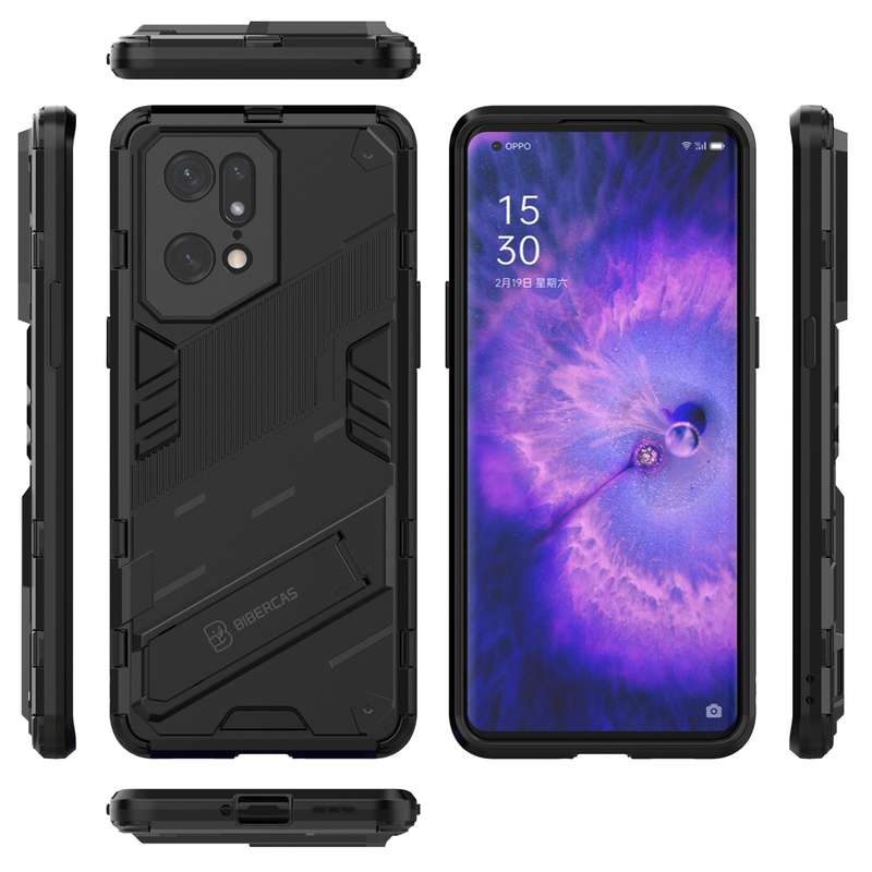 For OPPO Find X5 Pro Punk Armor 2 in 1 PC + TPU Shockproof Phone Case with Invisible Holder(Black)