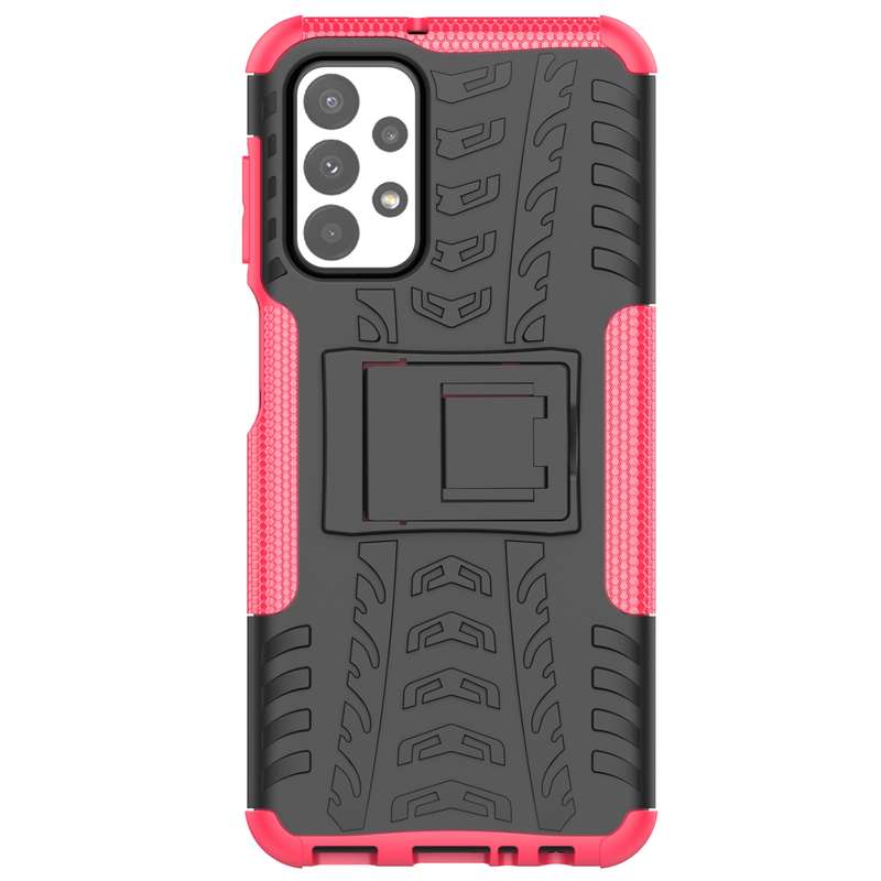For Samsung Galaxy A23 Tire Texture Shockproof TPU+PC Phone Case with Holder(Blue)