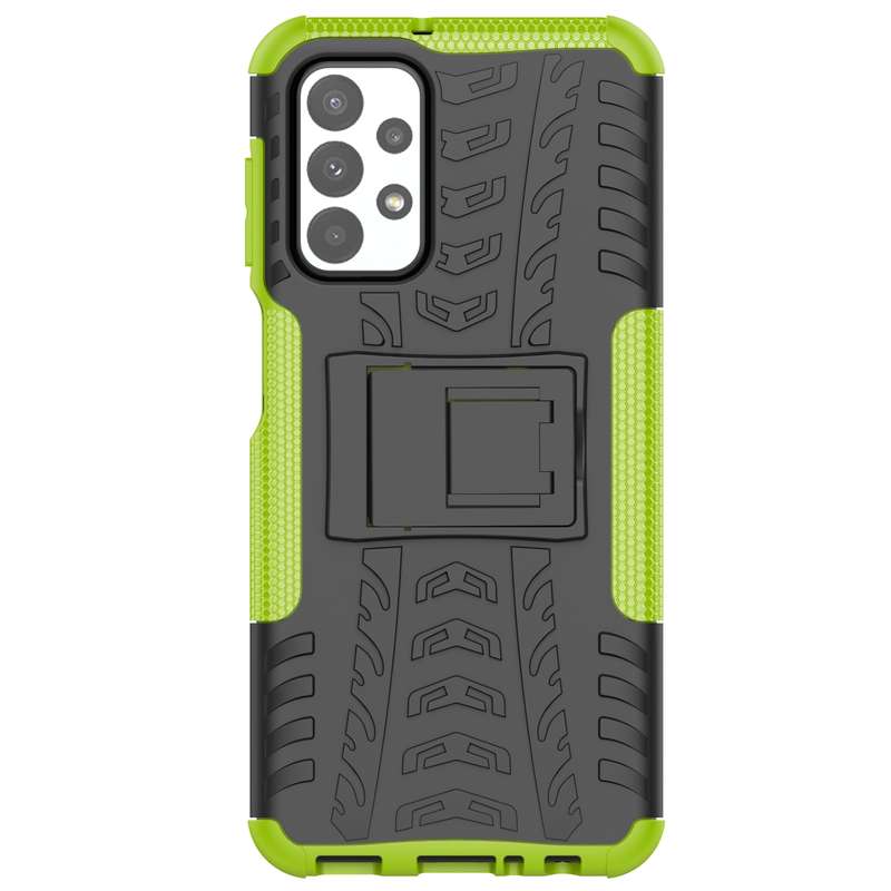 For Samsung Galaxy A23 Tire Texture Shockproof TPU+PC Phone Case with Holder(Blue)