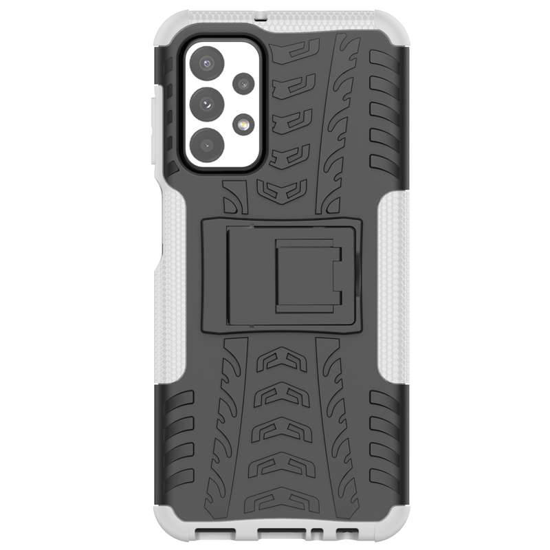 For Samsung Galaxy A23 Tire Texture Shockproof TPU+PC Phone Case with Holder(Blue)