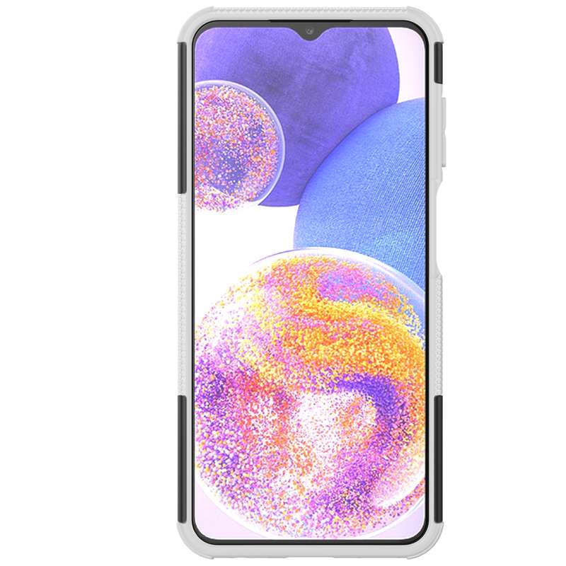 For Samsung Galaxy A23 Tire Texture Shockproof TPU+PC Phone Case with Holder(Blue)