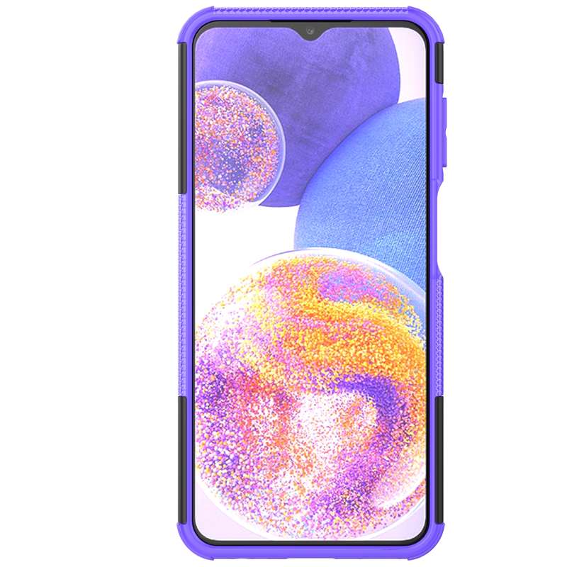 For Samsung Galaxy A23 Tire Texture Shockproof TPU+PC Phone Case with Holder(Blue)