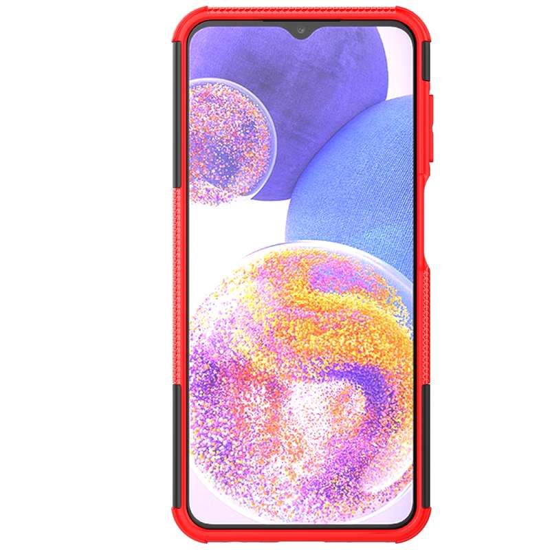 For Samsung Galaxy A23 Tire Texture Shockproof TPU+PC Phone Case with Holder(Blue)