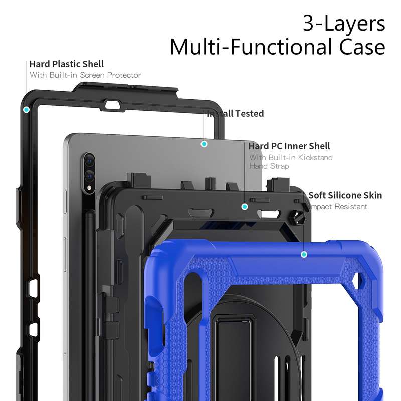 For Samsung Galaxy Tab S8 11 inch SM-X700 Silicone + PC Tablet Case with Shoulder Strap(Orange+Black