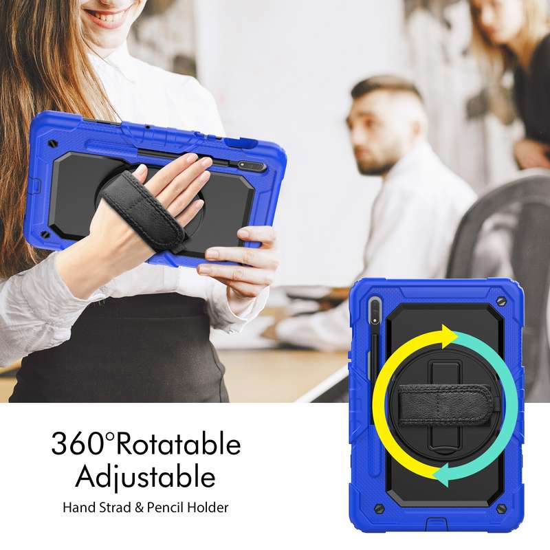 For Samsung Galaxy Tab S8 11 inch SM-X700 Silicone + PC Tablet Case with Shoulder Strap(Orange+Black