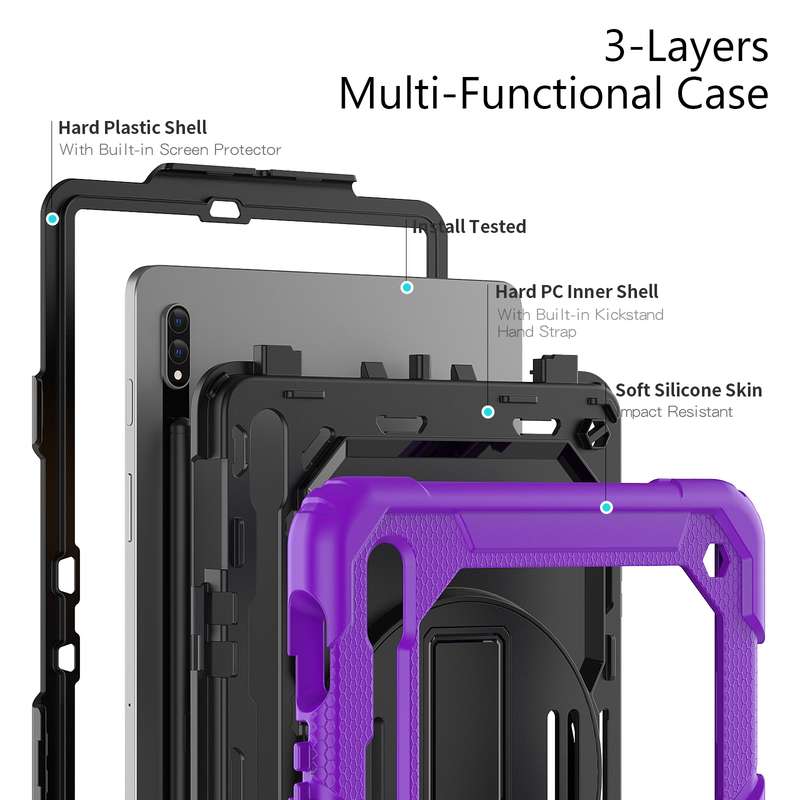 For Samsung Galaxy Tab S8 11 inch SM-X700 Silicone + PC Tablet Case with Shoulder Strap(Orange+Black