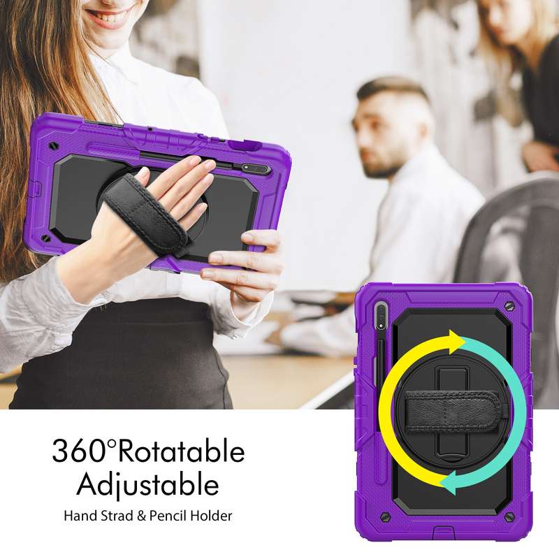 For Samsung Galaxy Tab S8 11 inch SM-X700 Silicone + PC Tablet Case with Shoulder Strap(Orange+Black