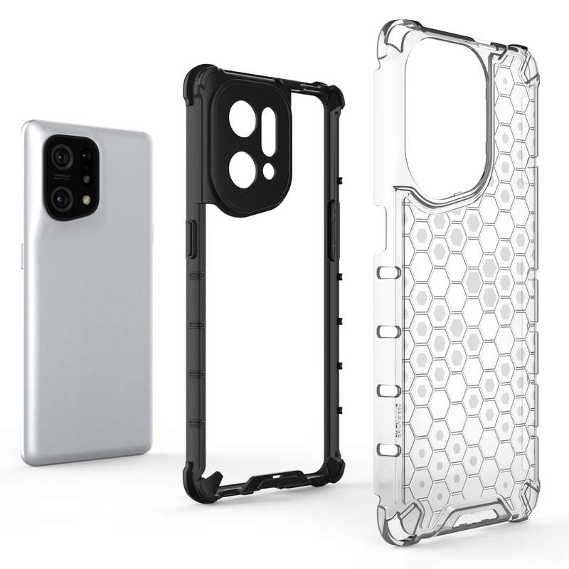 For OPPO Find X5 Shockproof Honeycomb PC + TPU Phone Case(Black)