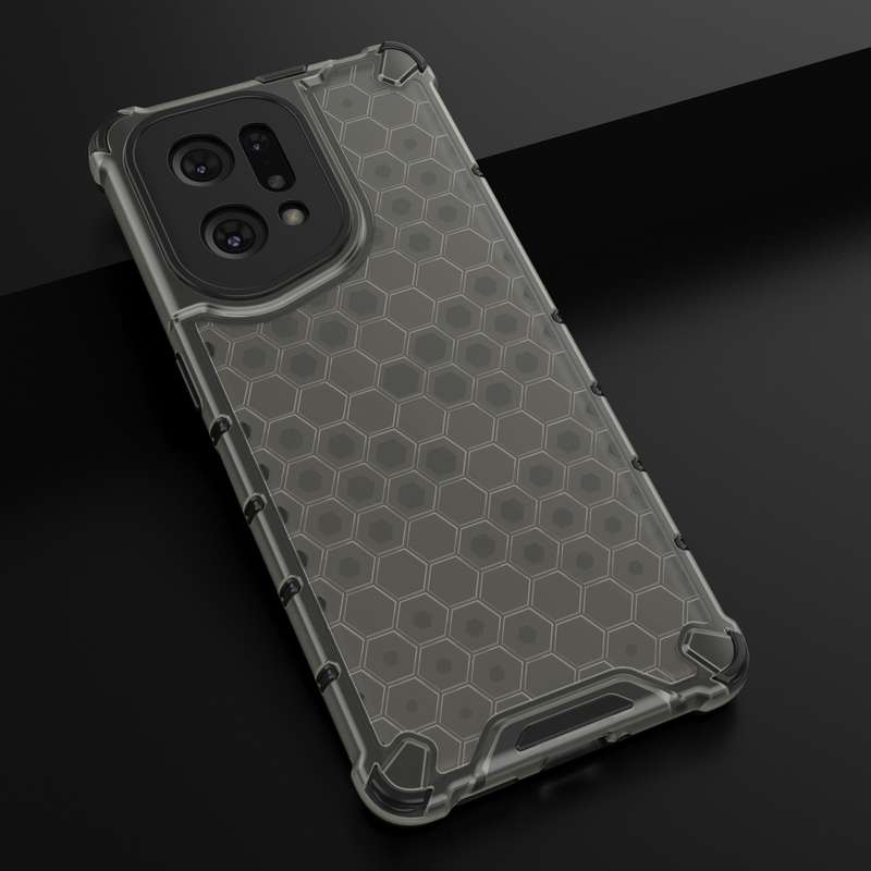For OPPO Find X5 Shockproof Honeycomb PC + TPU Phone Case(Black)
