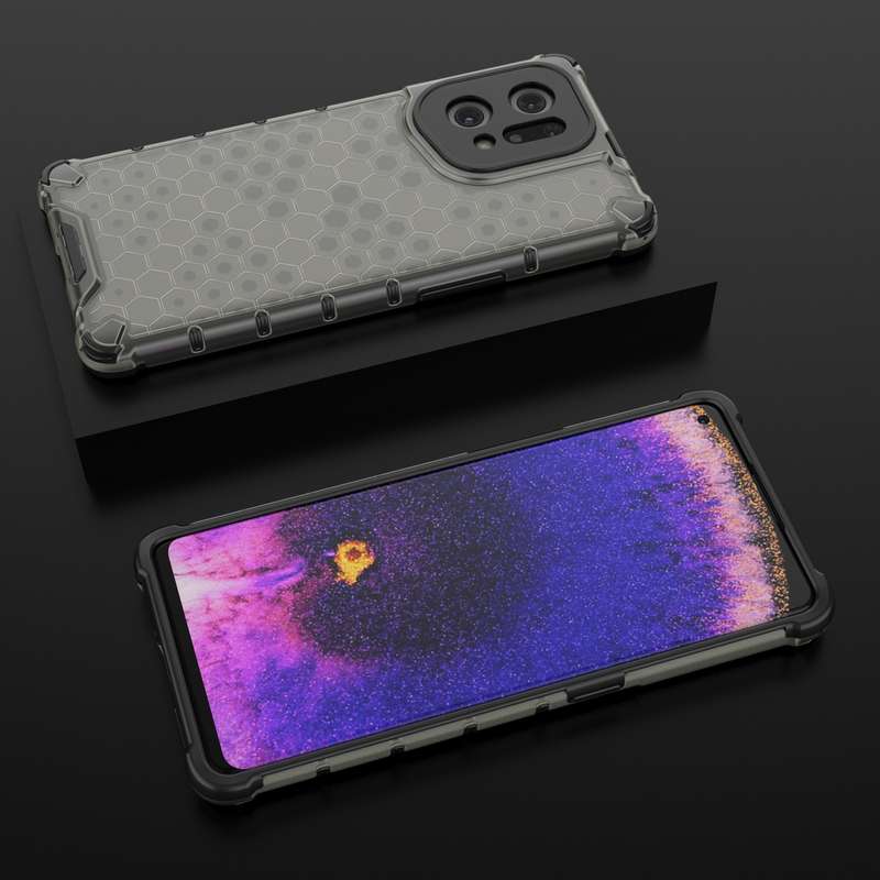 For OPPO Find X5 Shockproof Honeycomb PC + TPU Phone Case(Black)