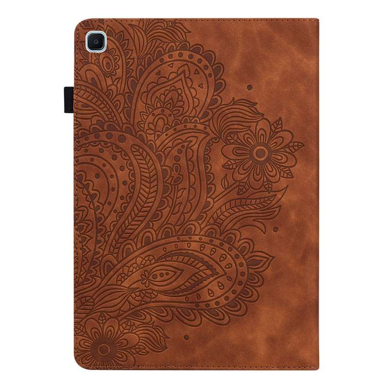 For Samsung Galaxy Tab A7 Lite Peacock Embossed Pattern Leather Tablet Case(Green)