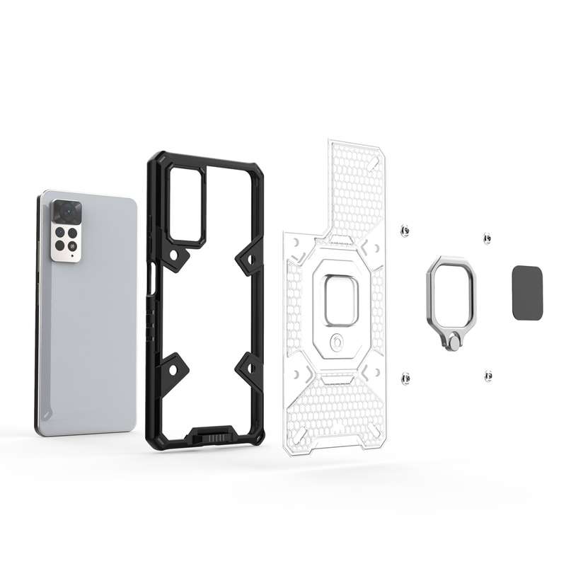 For Xiaomi Redmi Note 11 Pro 5G / 4G Global Space PC+TPU Shockproof Phone Case with Ring Holder(Grey