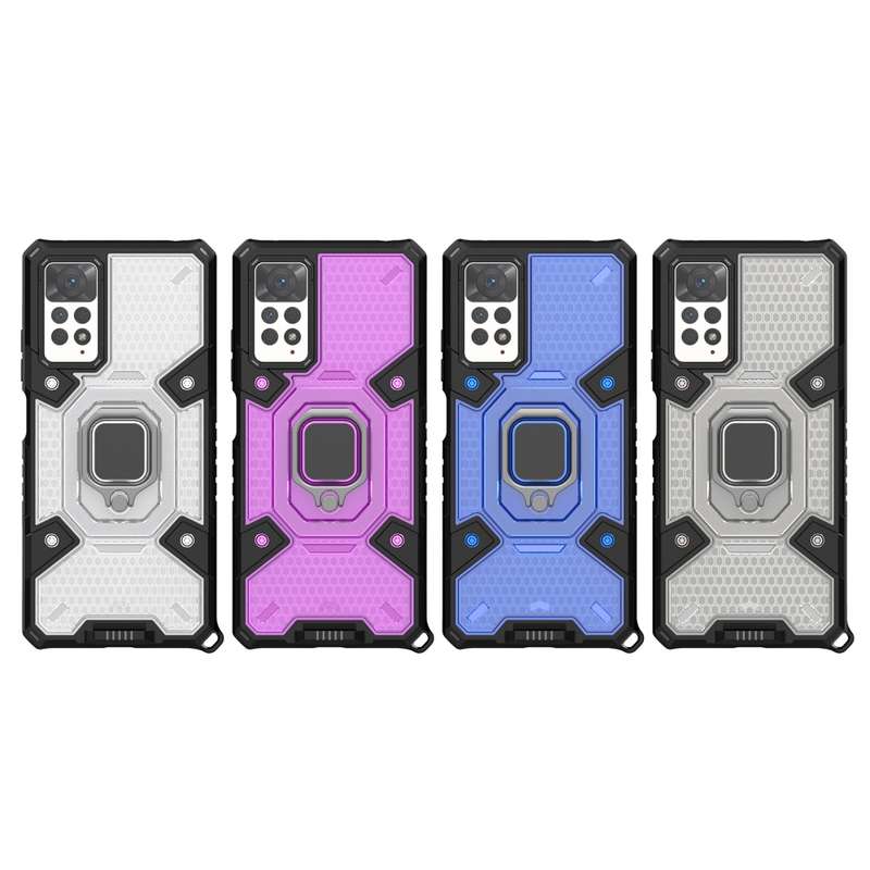 For Xiaomi Redmi Note 11 Pro 5G / 4G Global Space PC+TPU Shockproof Phone Case with Ring Holder(Grey