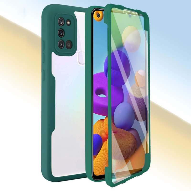 For Samsung Galaxy A21s Acrylic + TPU 360 Degrees Full Coverage Shockproof Phone Case(Blue)