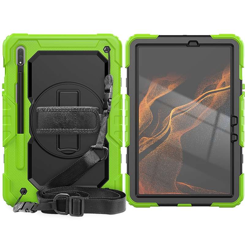 For Samsung Galaxy Tab S8 11 inch SM-X700 Silicone + PC Tablet Case(Black+Light Blue)