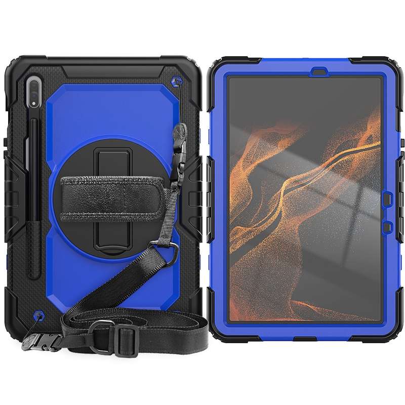 For Samsung Galaxy Tab S8 11 inch SM-X700 Silicone + PC Tablet Case(Black+Light Blue)
