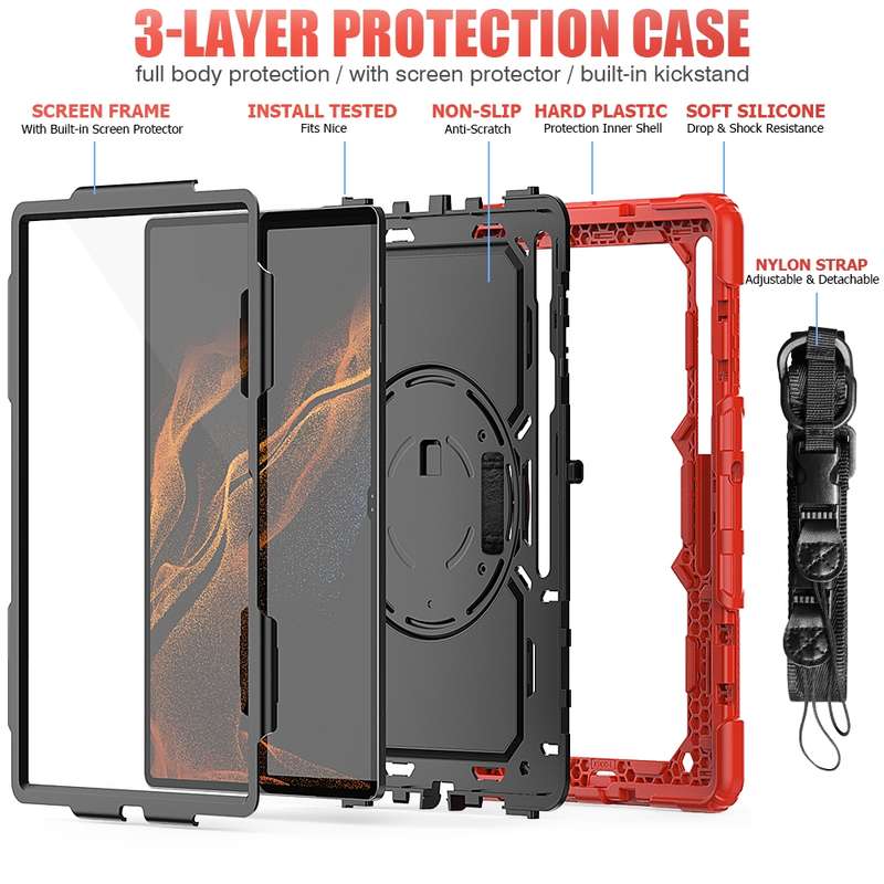 For Samsung Galaxy Tab S8 Ultra 14.6 inch SM-X900 Silicone + PC Tablet Case(Black)