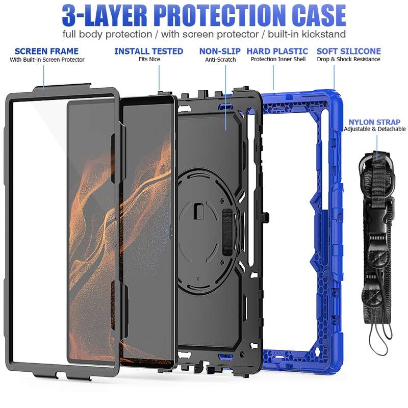 For Samsung Galaxy Tab S8 Ultra 14.6 inch SM-X900 Silicone + PC Tablet Case(Black)